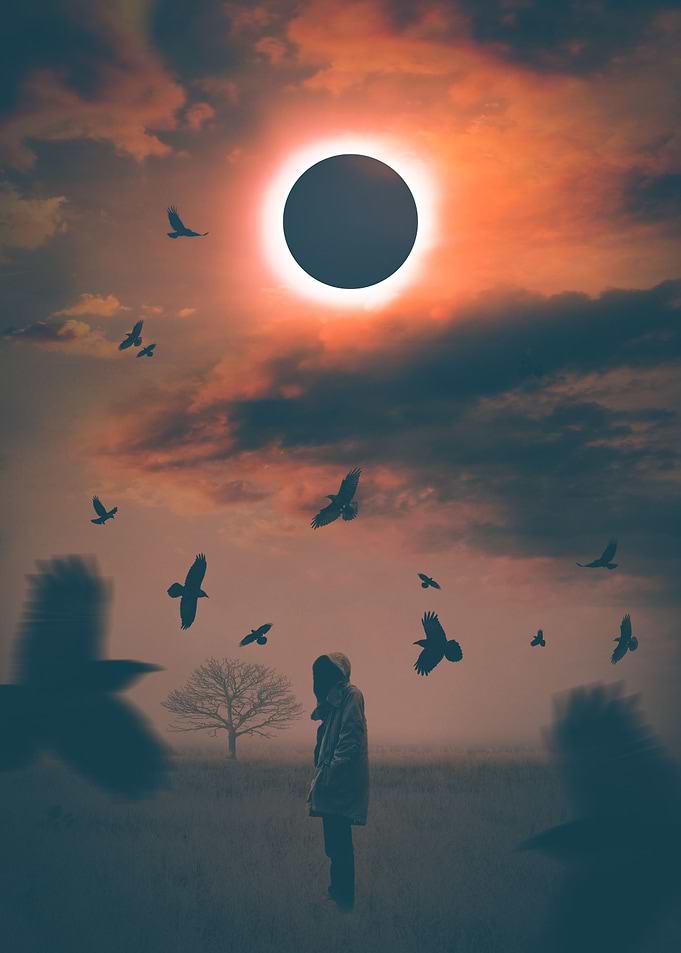 Man under the eclipse