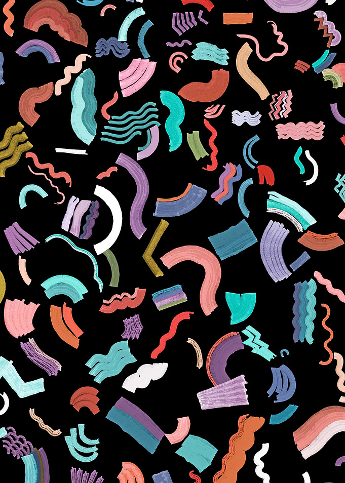 Curly Zigzag Shapes Black