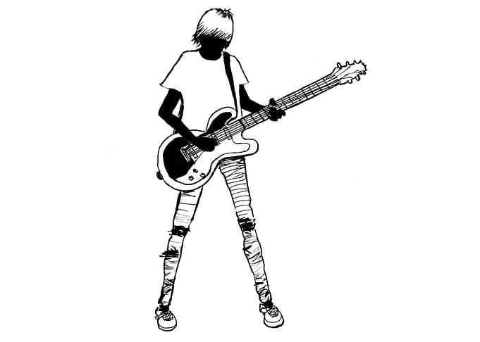 Guitarist ink drawing
