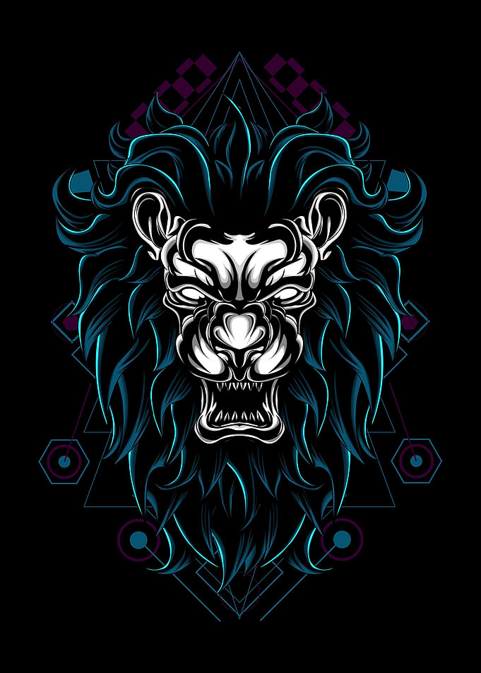 Lion Angry Sacred Geometry