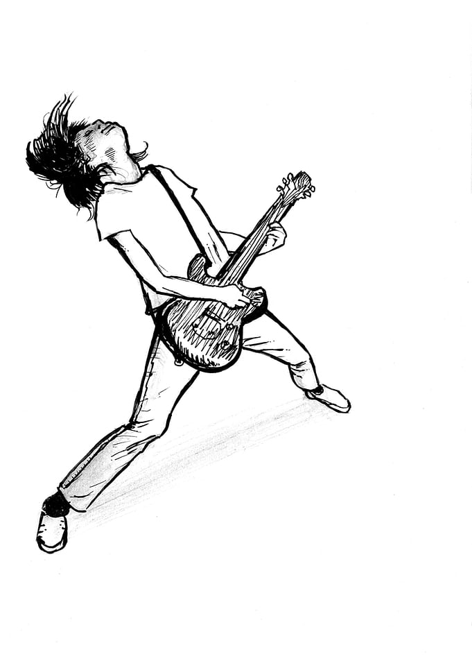 playing electric guitar
