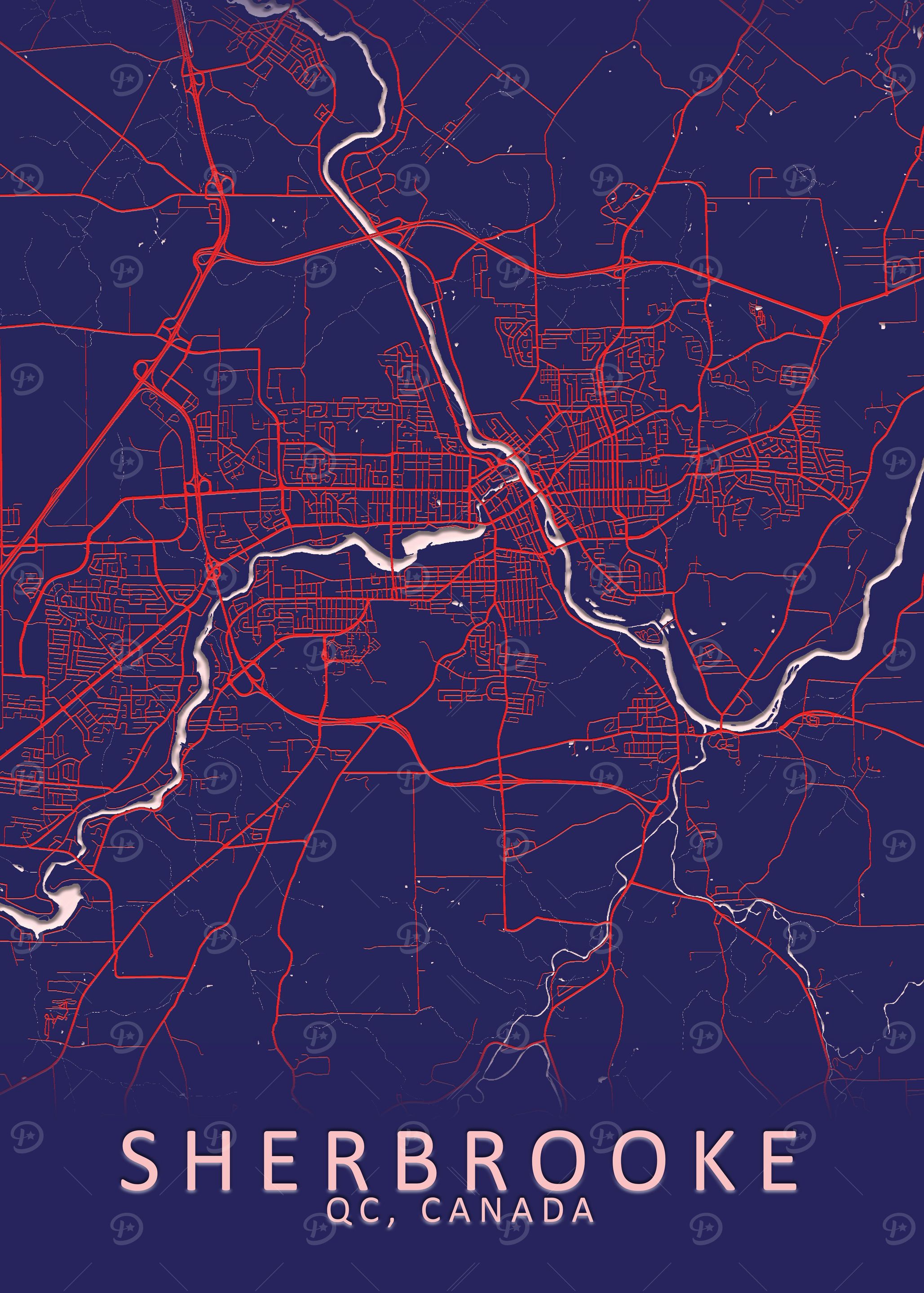 Sherbrooke Canada City Map