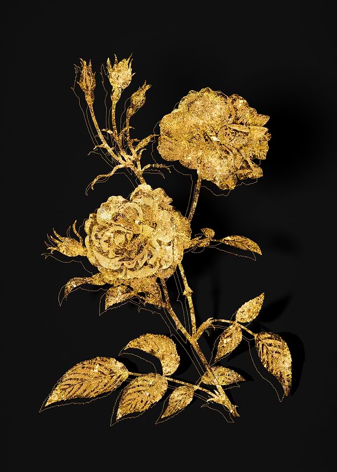 Gold Floral on Black