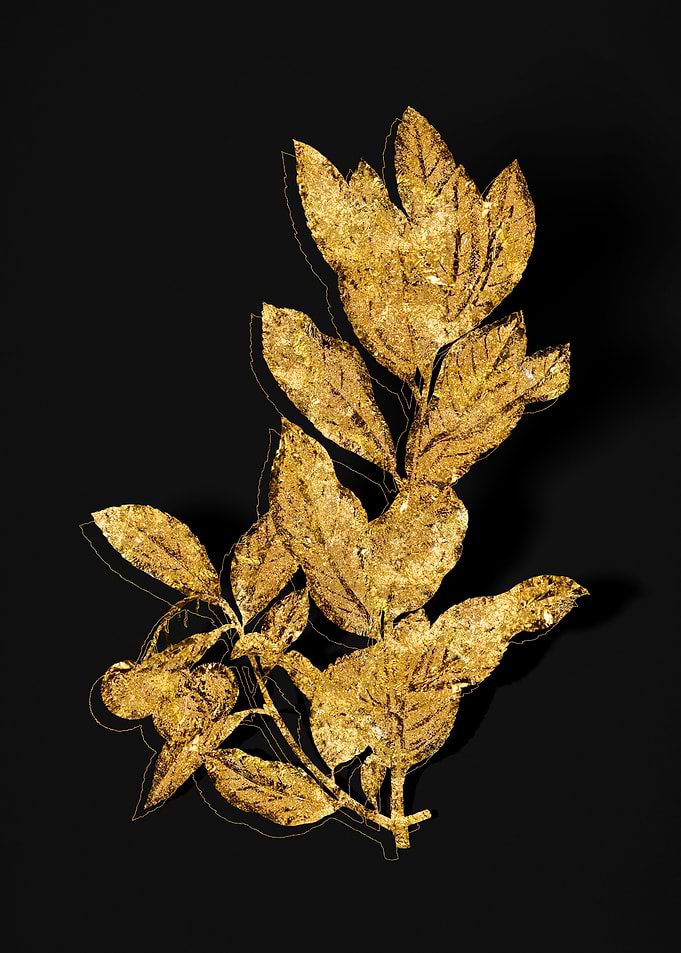 Gold Floral on Black