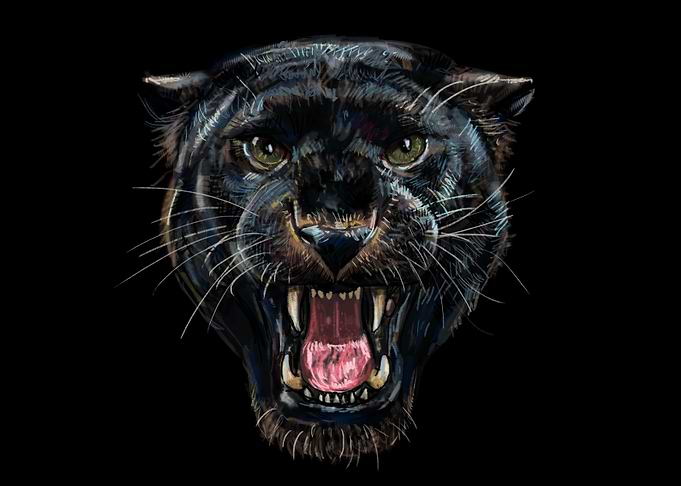 Roaring black panther
