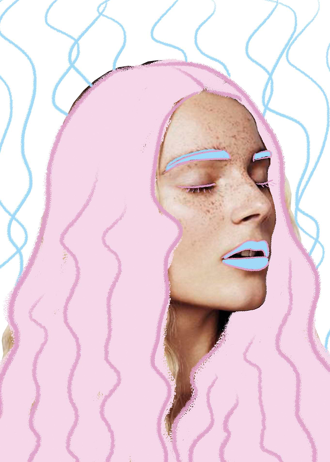Pink Hair Blue Lips