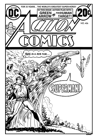 Superman Team Up Black and White