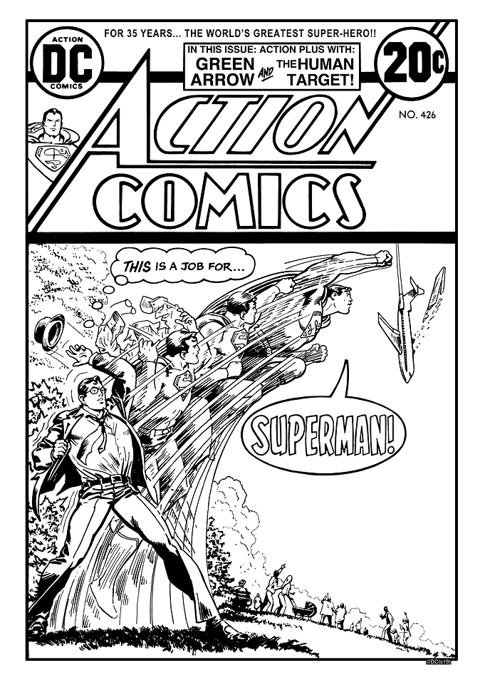 Superman Team Up Black and White