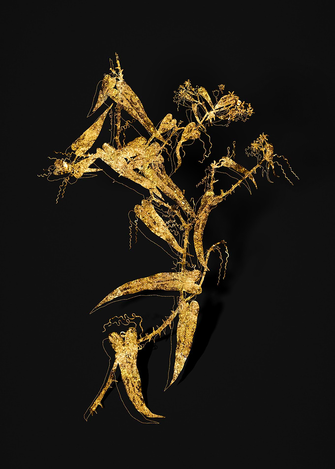 Gold Floral on Black