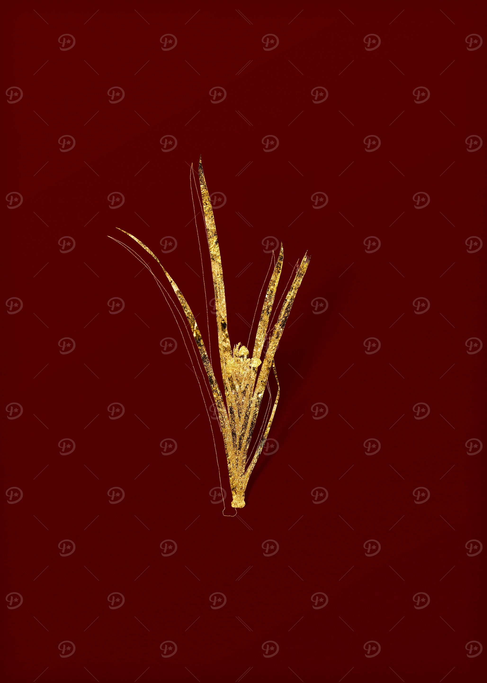 Gold Flower on Red