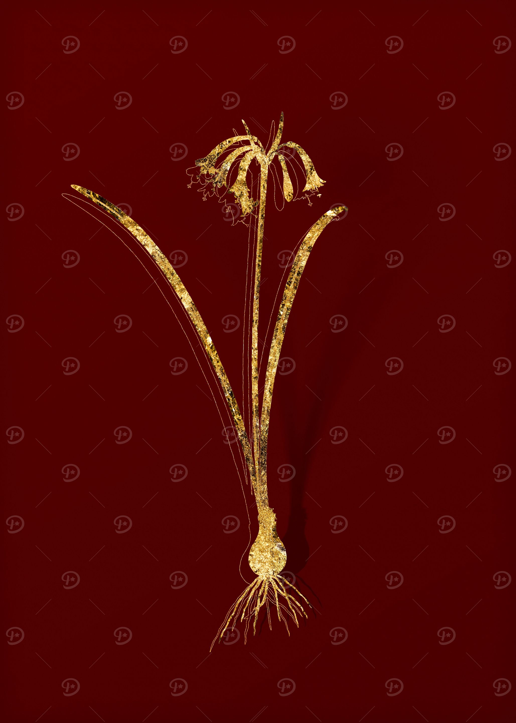 Gold Flower on Red