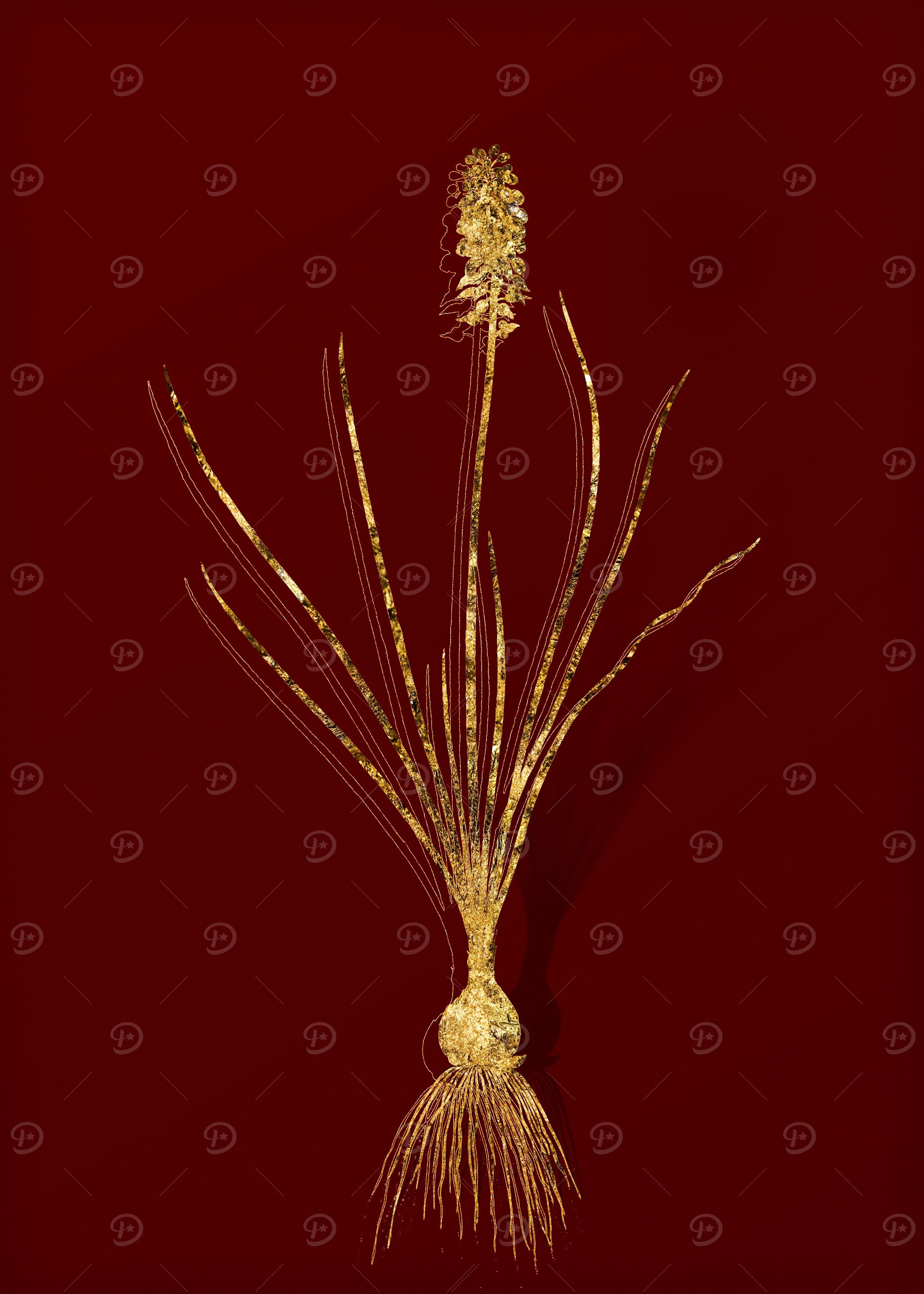 Gold Floral on Red