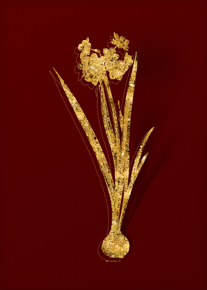 Gold Floral on Red