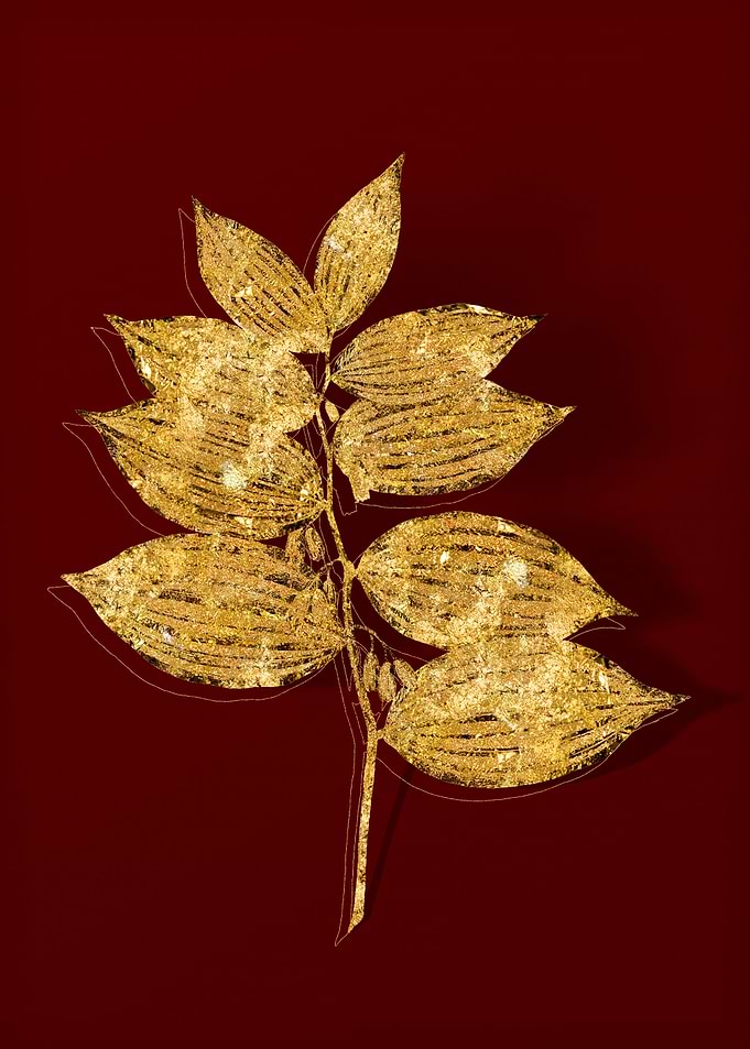 Gold Botanical on Red