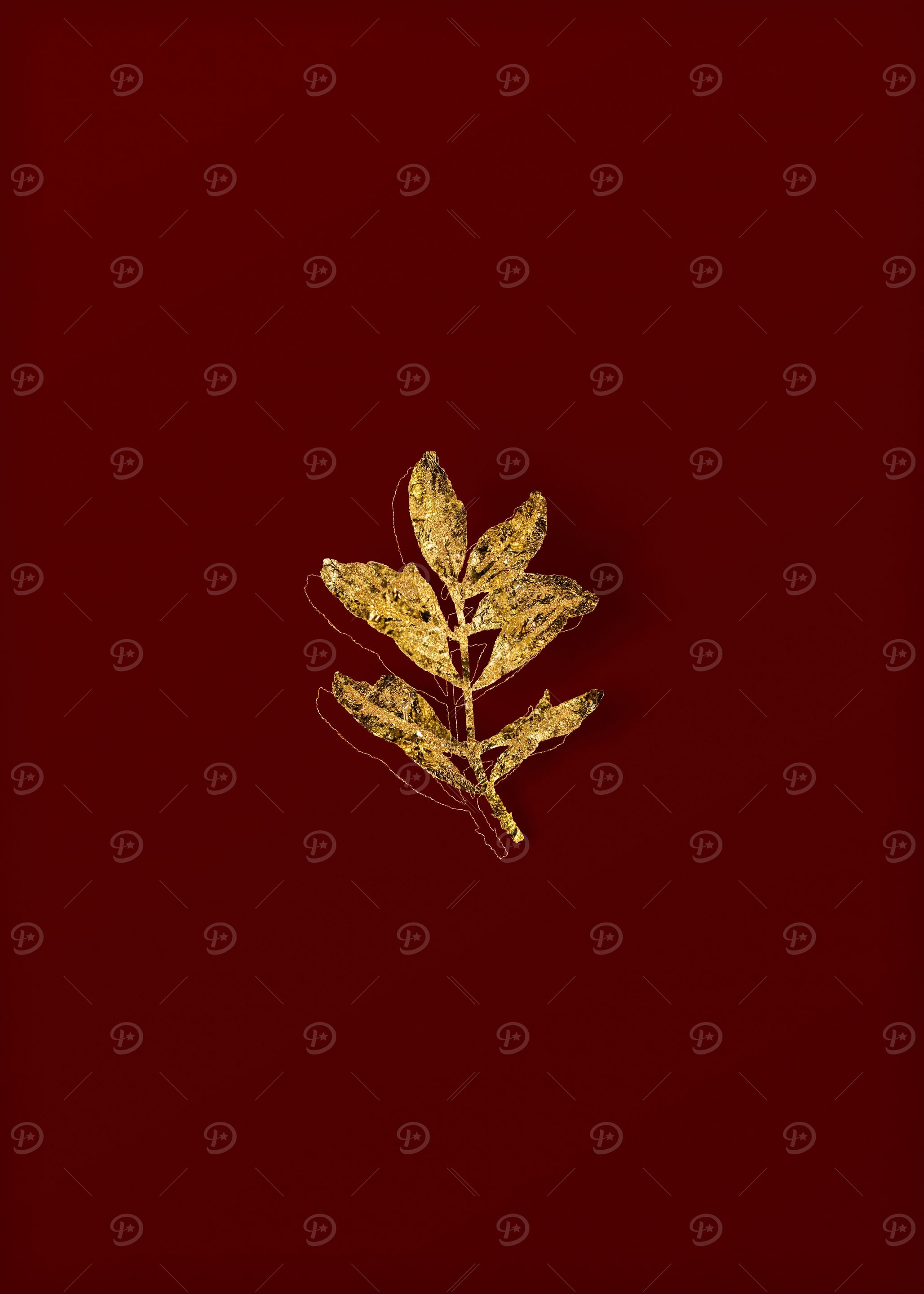 Gold Botanical on Red