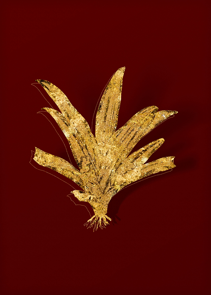 Gold Flower on Red