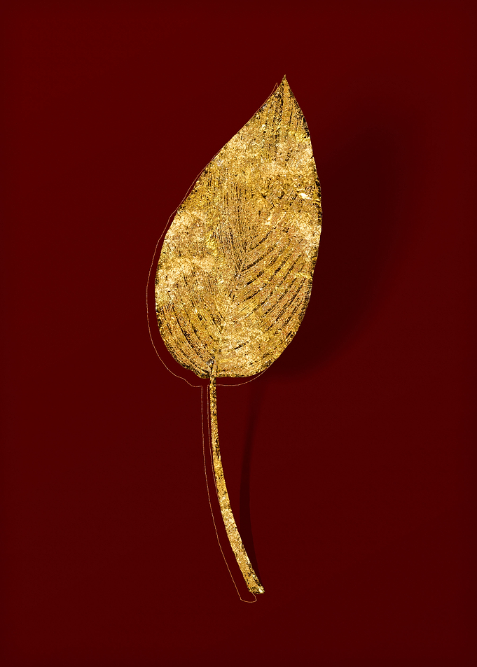 Gold Botanical on Red