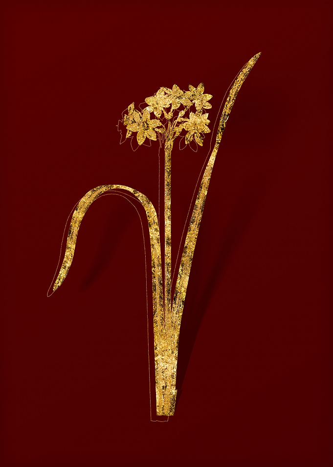 Gold Floral on Red