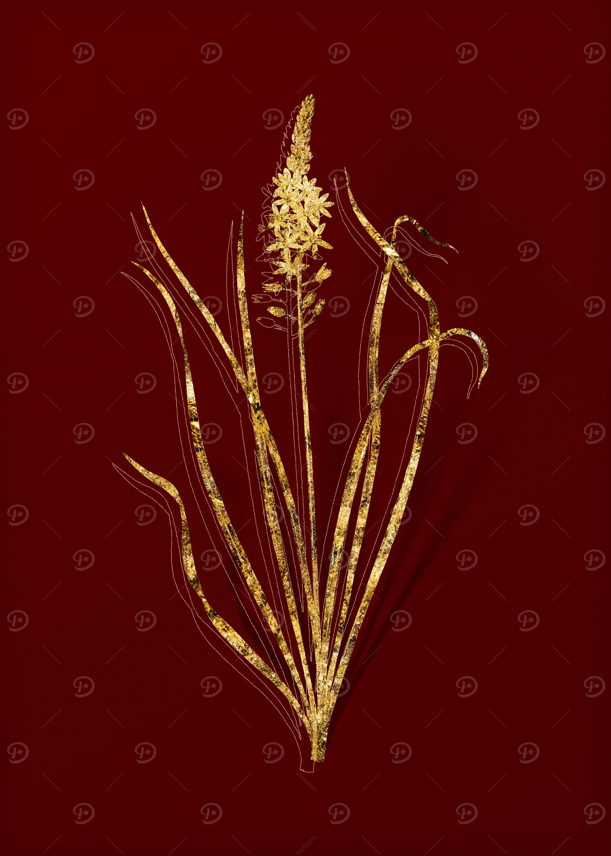 Gold Flower on Red