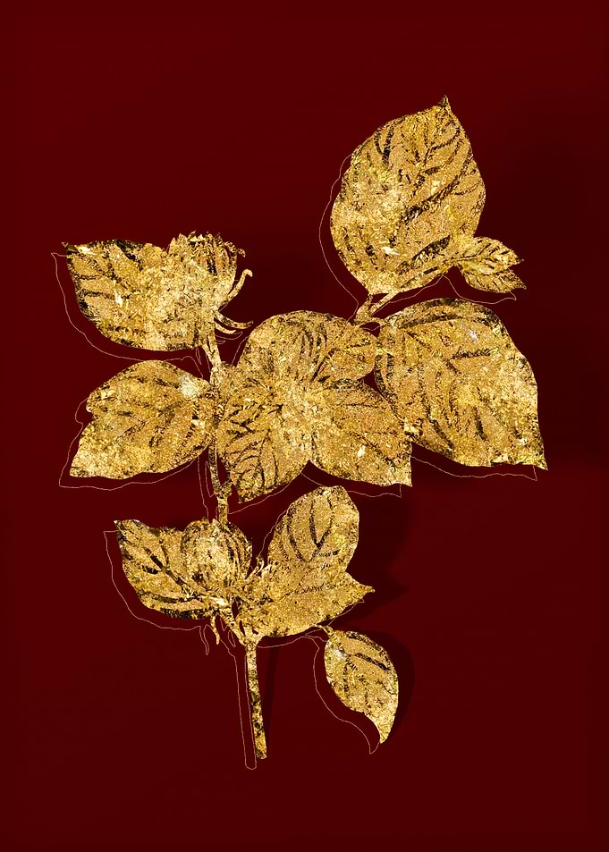 Gold Botanical on Red