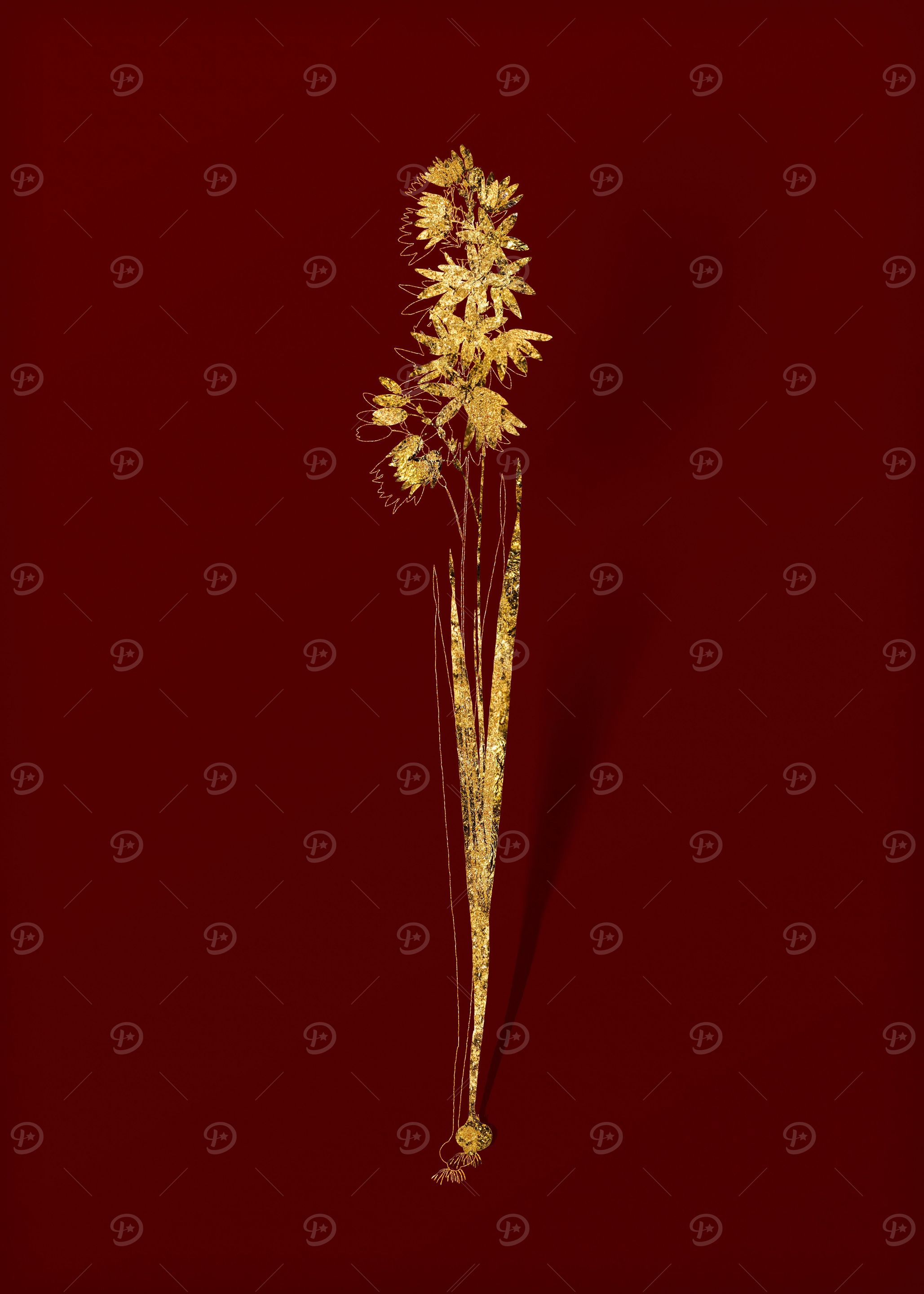 Gold Botanical on Red