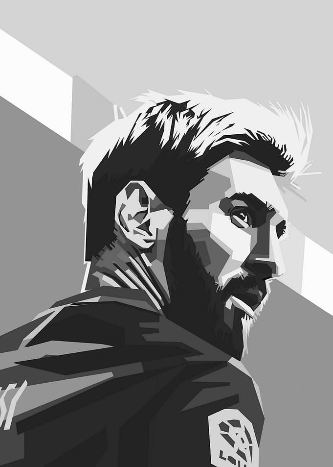 leo messi grayscale art