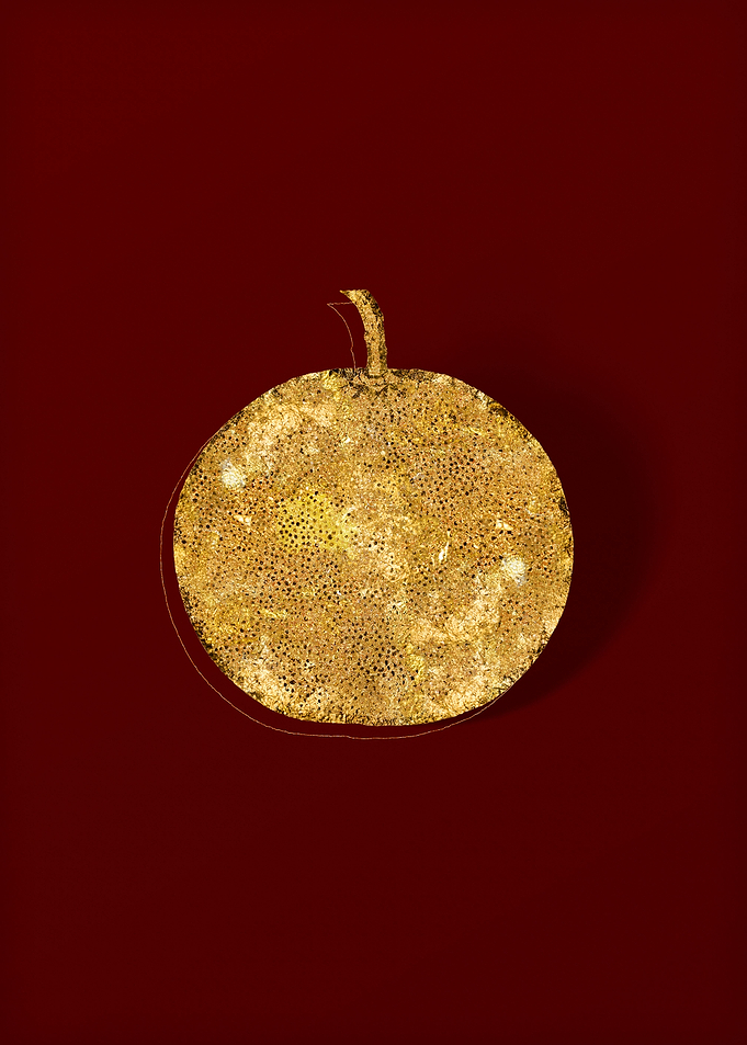 Gold Botanical on Red