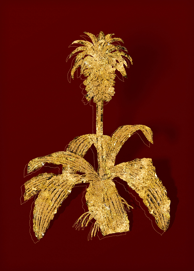 Gold Floral on Red