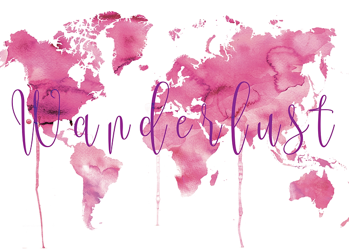 Watercolor Pink World Map