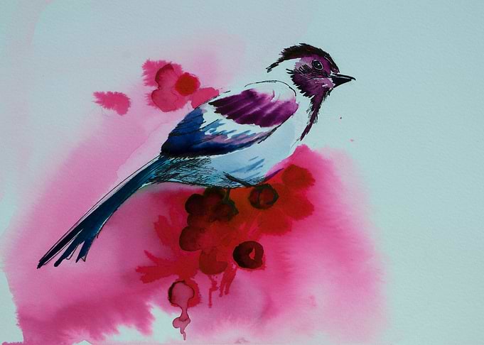 Birds. About red fruits