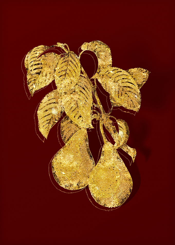 Gold Botanical on Red
