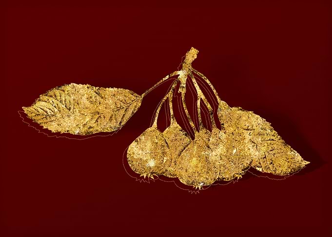 Gold Botanical on Red