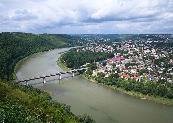 Canyon river around town