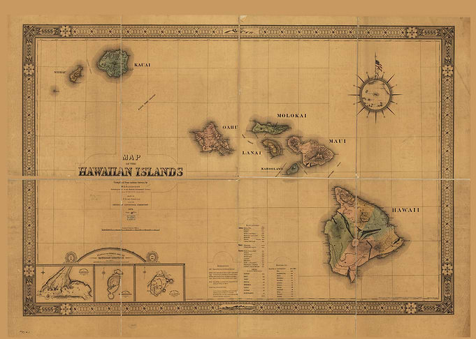 Hawaii Islands Map 1876