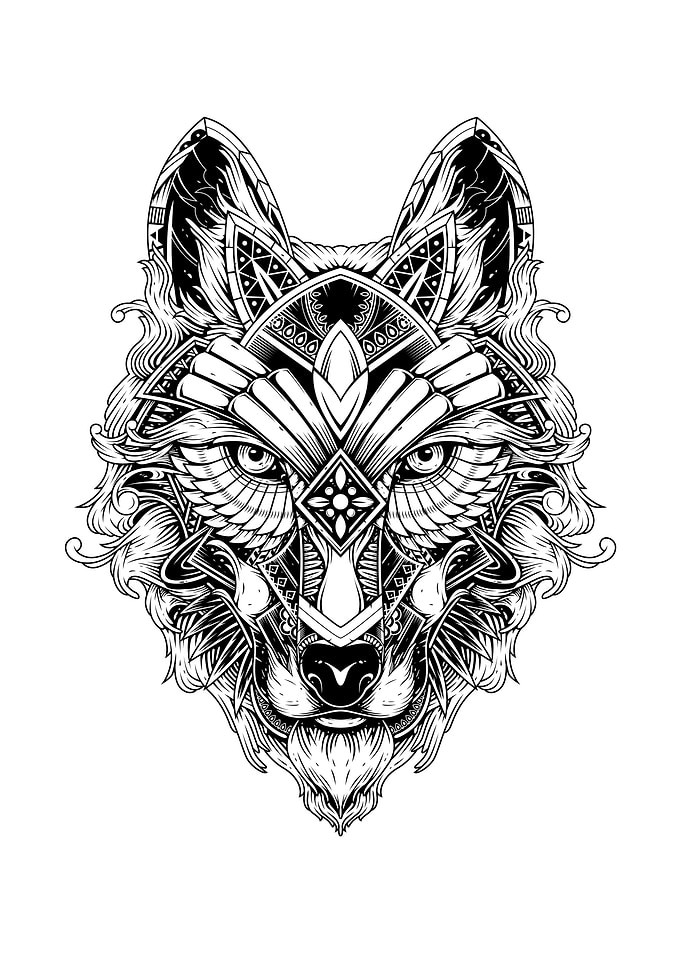 wolf head ornament
