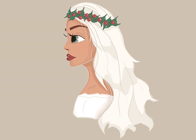 Girl with leaves