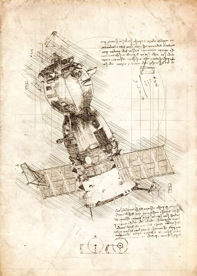 Space satellite sketch