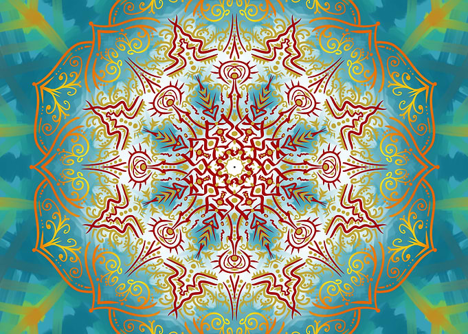 Flaming flower mandala art