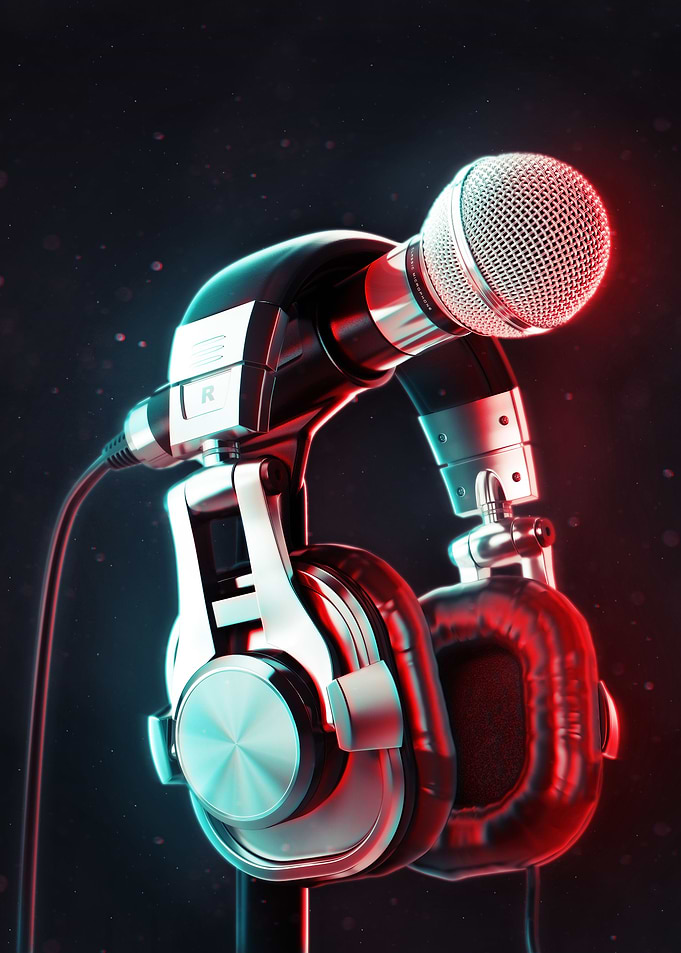 Neon Mic and Headphones