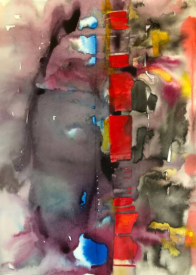 abstract with red windows