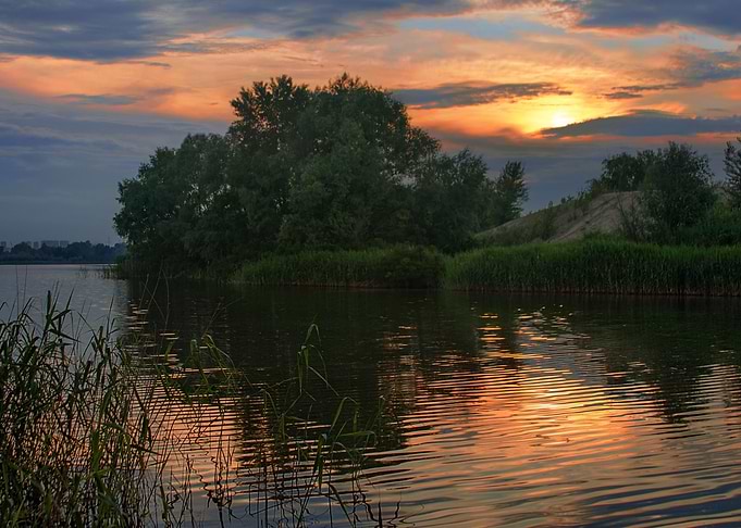 On the lake before sunset