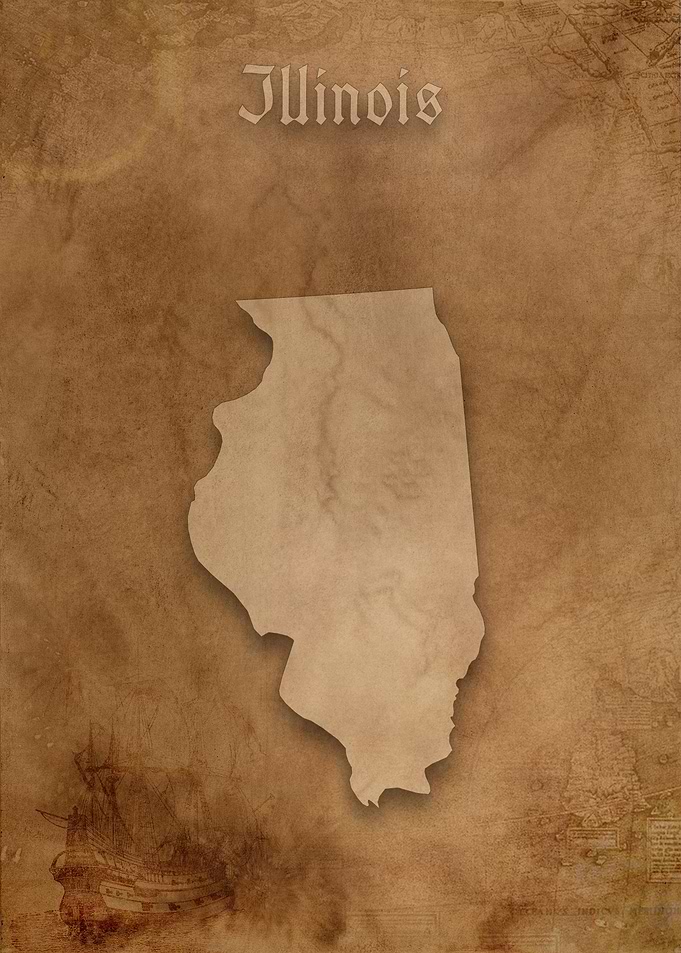 Illinois Vintage Map