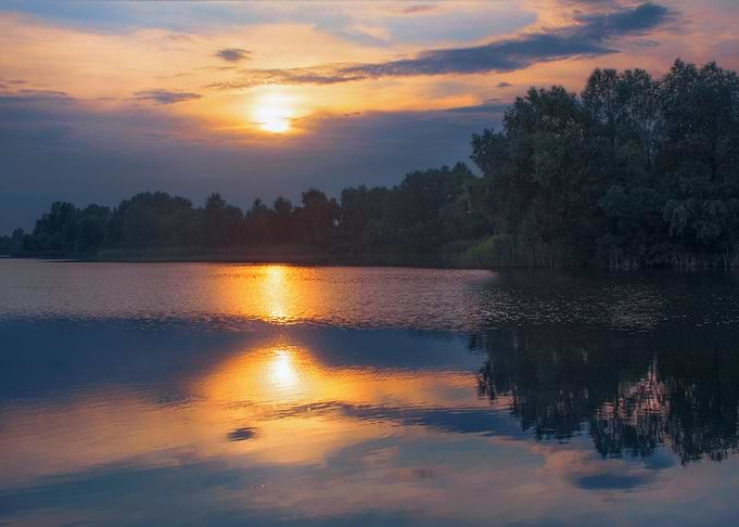On the lake before sunset