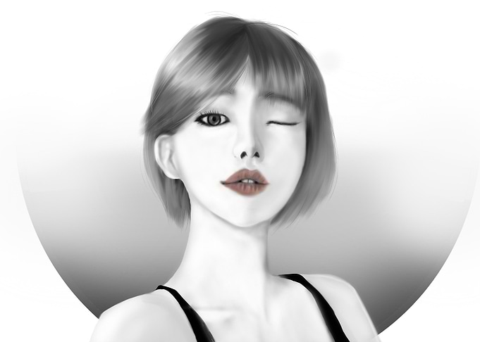 pink lips on BW woman