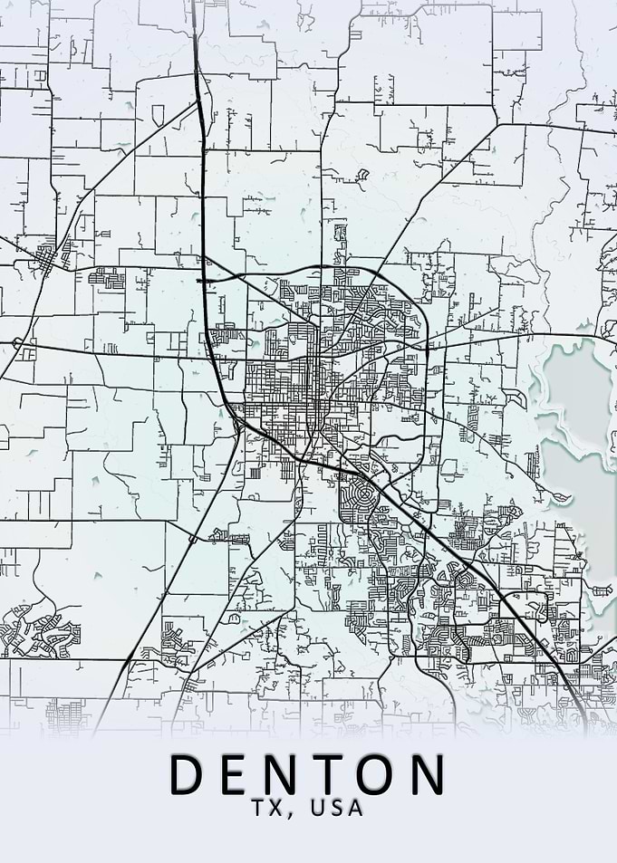 Denton TX USA City Map