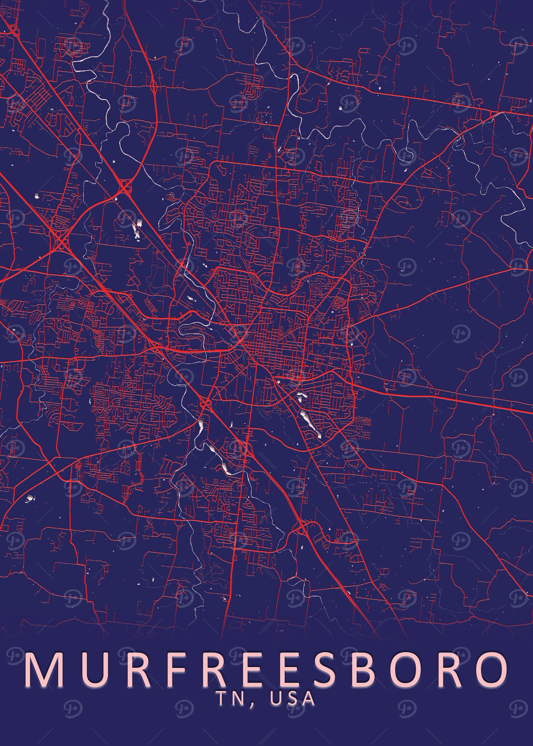 Murfreesboro USA City Map