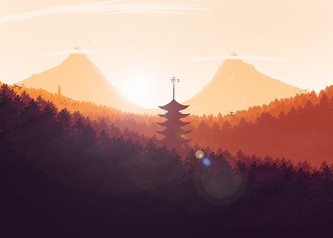 Sunset at Forest