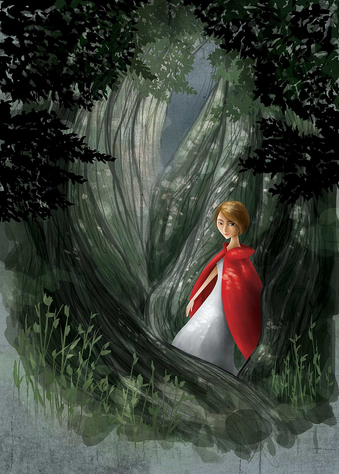 Short hair girl red hood
