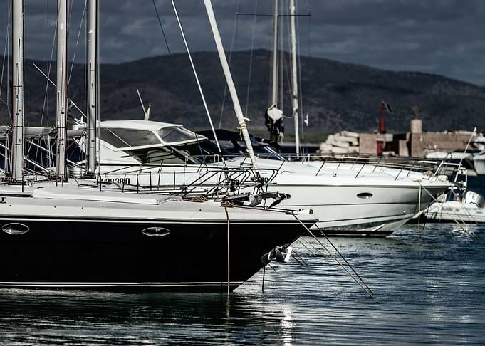 Harbor of big yachts