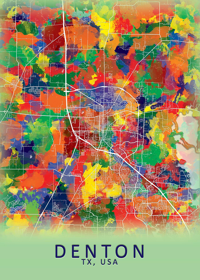 Denton TX USA City Map